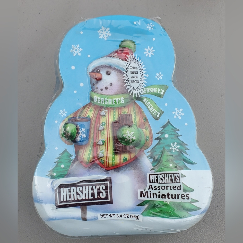 Christmas Tin Snowman Hershey's Holiday Tin Snowman Embossed Chocolate